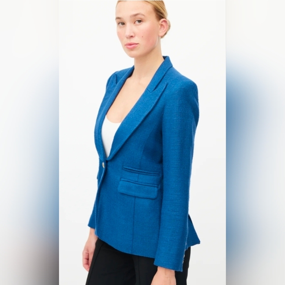 EUC Smythe women's single-breasted textured peak lapel blazer, royal blue size 6 - Picture 13 of 16